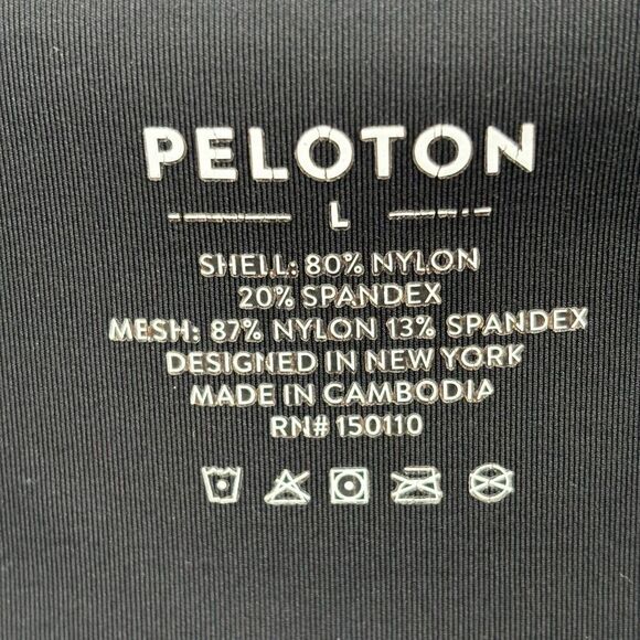 Peloton Leggings With Scalloped Hem & Sheer Panel Black/Multi Logo Size Large - Picture 2 of 9